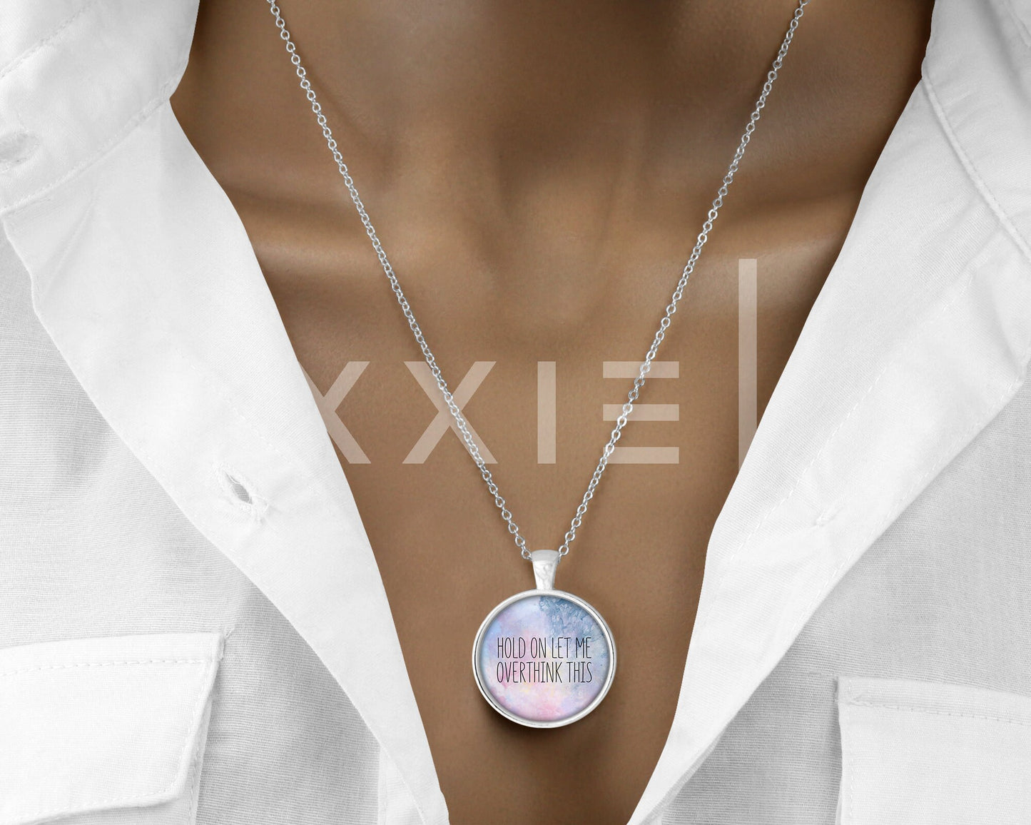 Hold on Let Me Overthink This Funny Pendant Necklace Jewelry // Gift for Her // Best Friend Gift // ADHD Funny Sarcastic Gift // Keychain