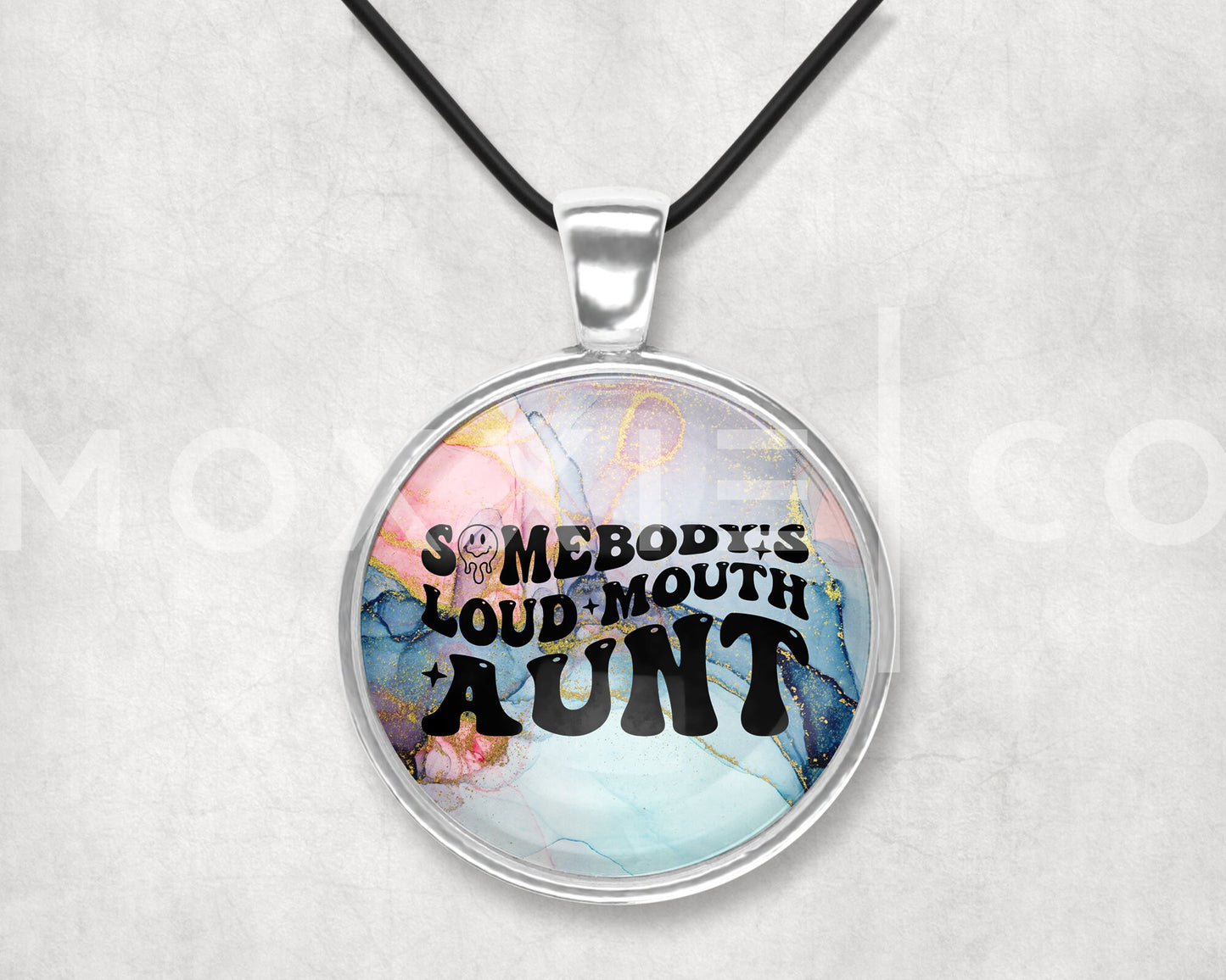 Somebody's Loud Mouth Aunt // Mental Health Anxiety ADHD Awareness Pendant Necklace Silver Jewelry // Gifts for Her // Keychain