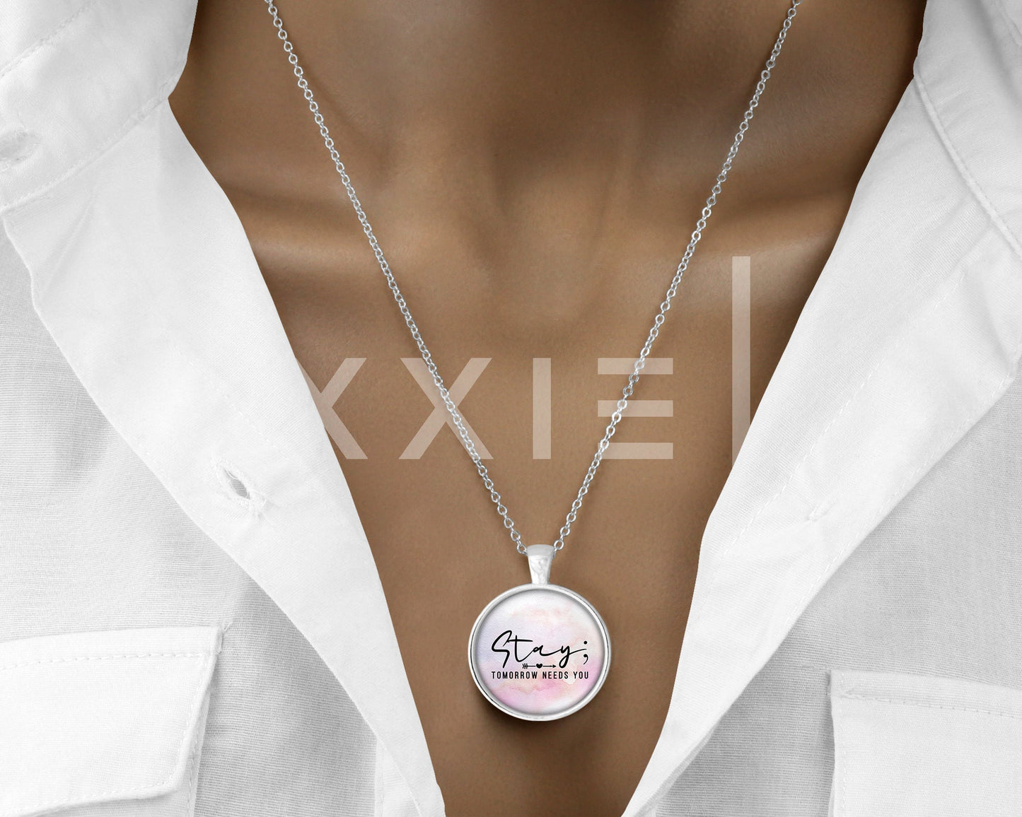 Stay Tomorrow Needs You Semicolon ; Mental Health Anxiety Depression Suicide Awareness Pendant Necklace Jewelry // Gifts for Her // Keychain
