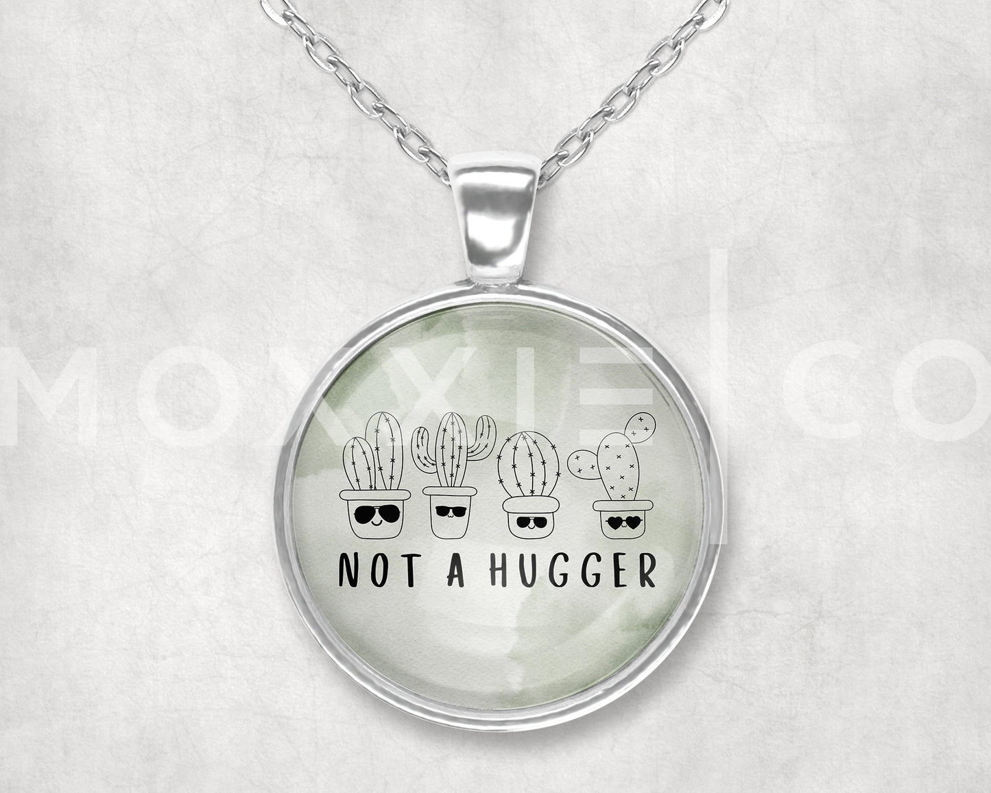 Not A Hugger Cactus Introvert Funny Sarcastic Mental Health Anxiety Awareness Pendant Necklace Jewelry // Gifts for Her // Keychain