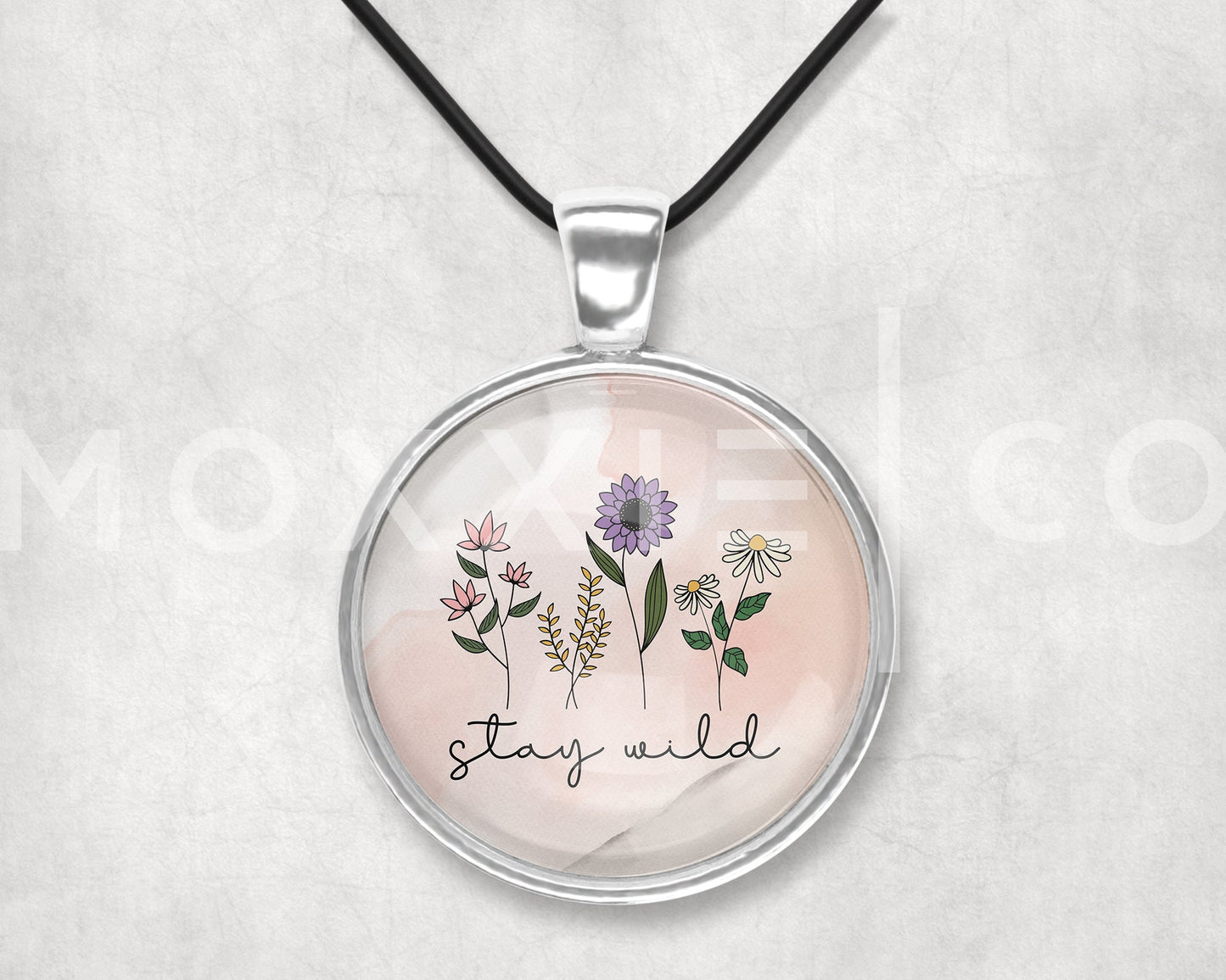 Stay Wild Wildflowers // Mental Health Anxiety Depression ADHD Awareness Pendant Necklace Silver Jewelry // Gifts for Her // Keychain