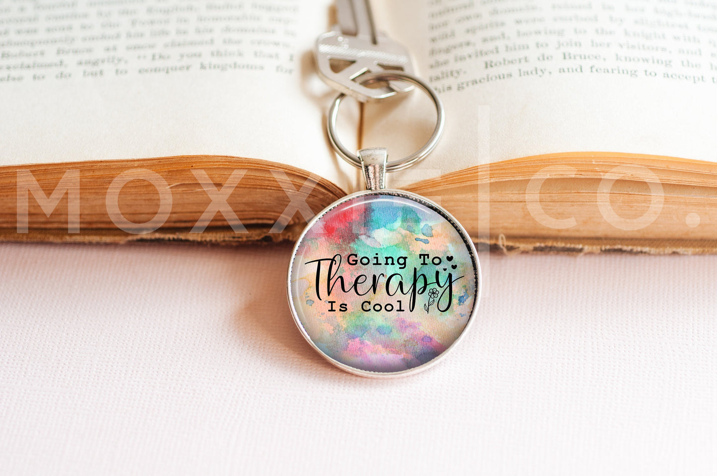 Going to Therapy is Cool Mental Health Anxiety Depression Awareness Pendant Necklace Jewelry // Gifts for Her Best Friend Gift // Keychain