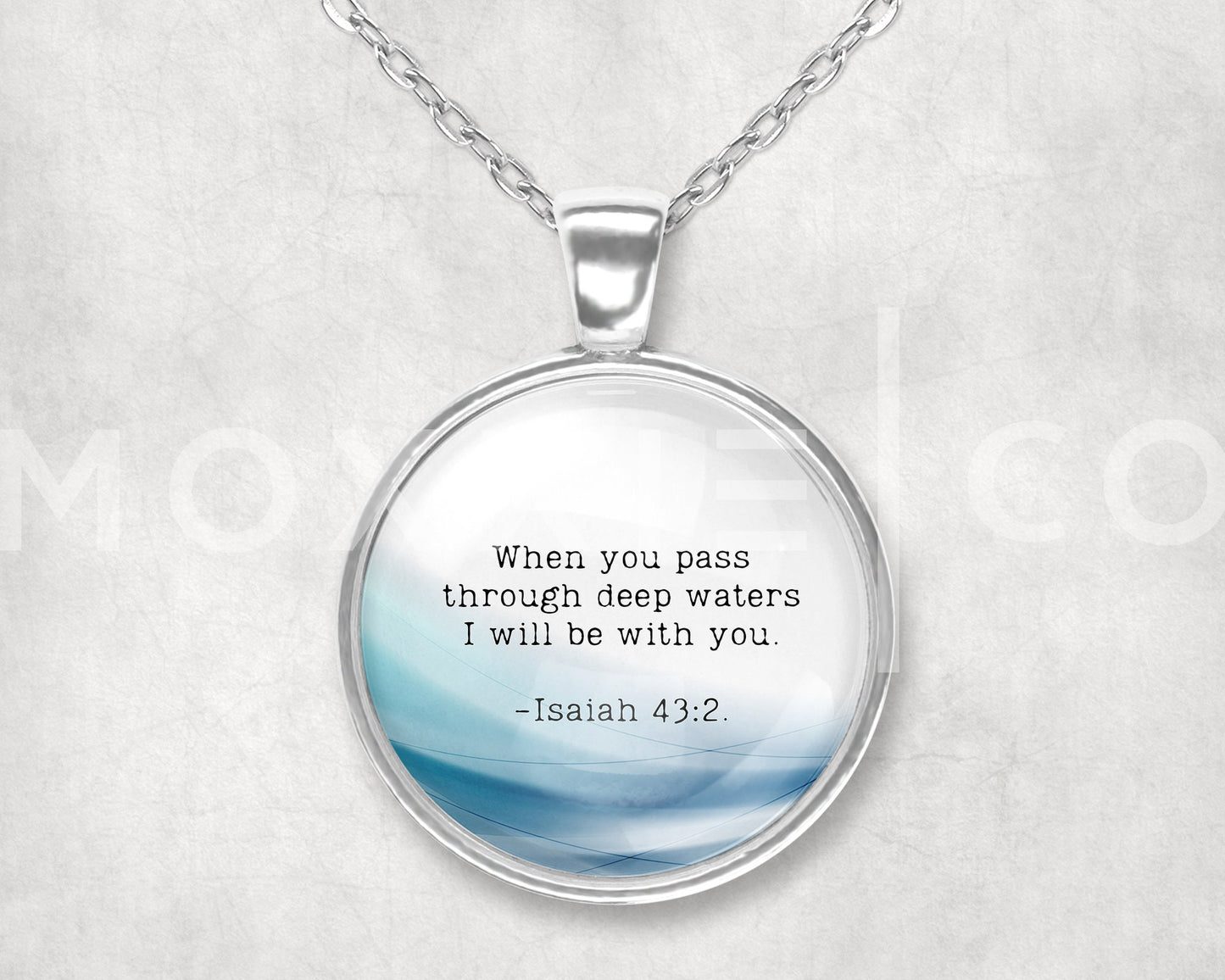 Isaiah 43:2 // Mental Health Support Christian Bible Verse Pendant Necklace Faith Scripture Jewelry Gifts for Her Keychain