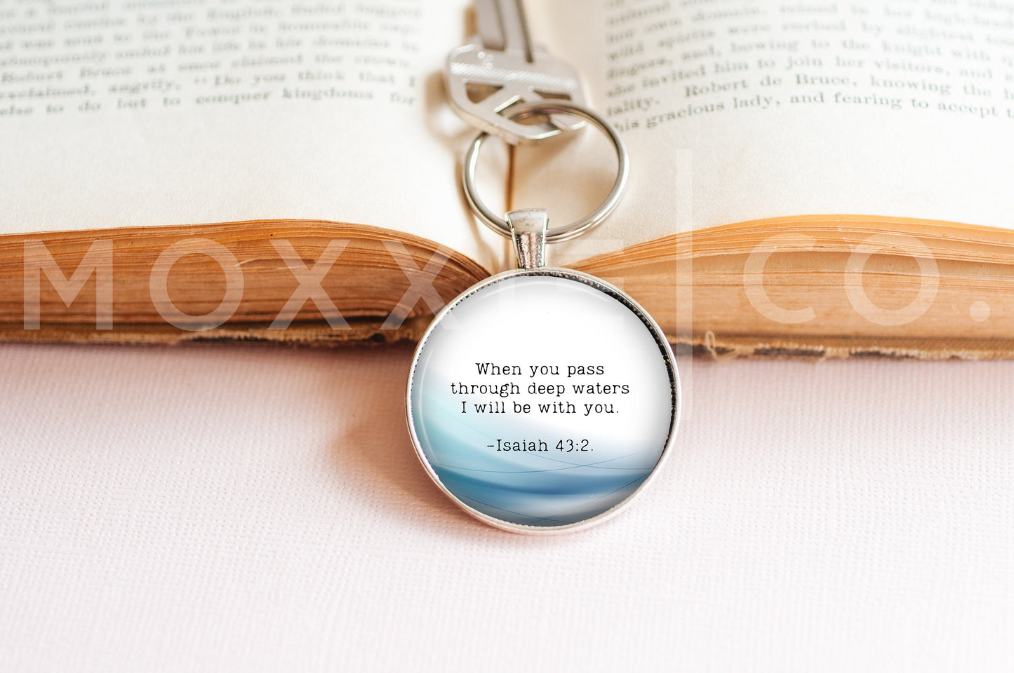 Isaiah 43:2 // Mental Health Support Christian Bible Verse Pendant Necklace Faith Scripture Jewelry Gifts for Her Keychain