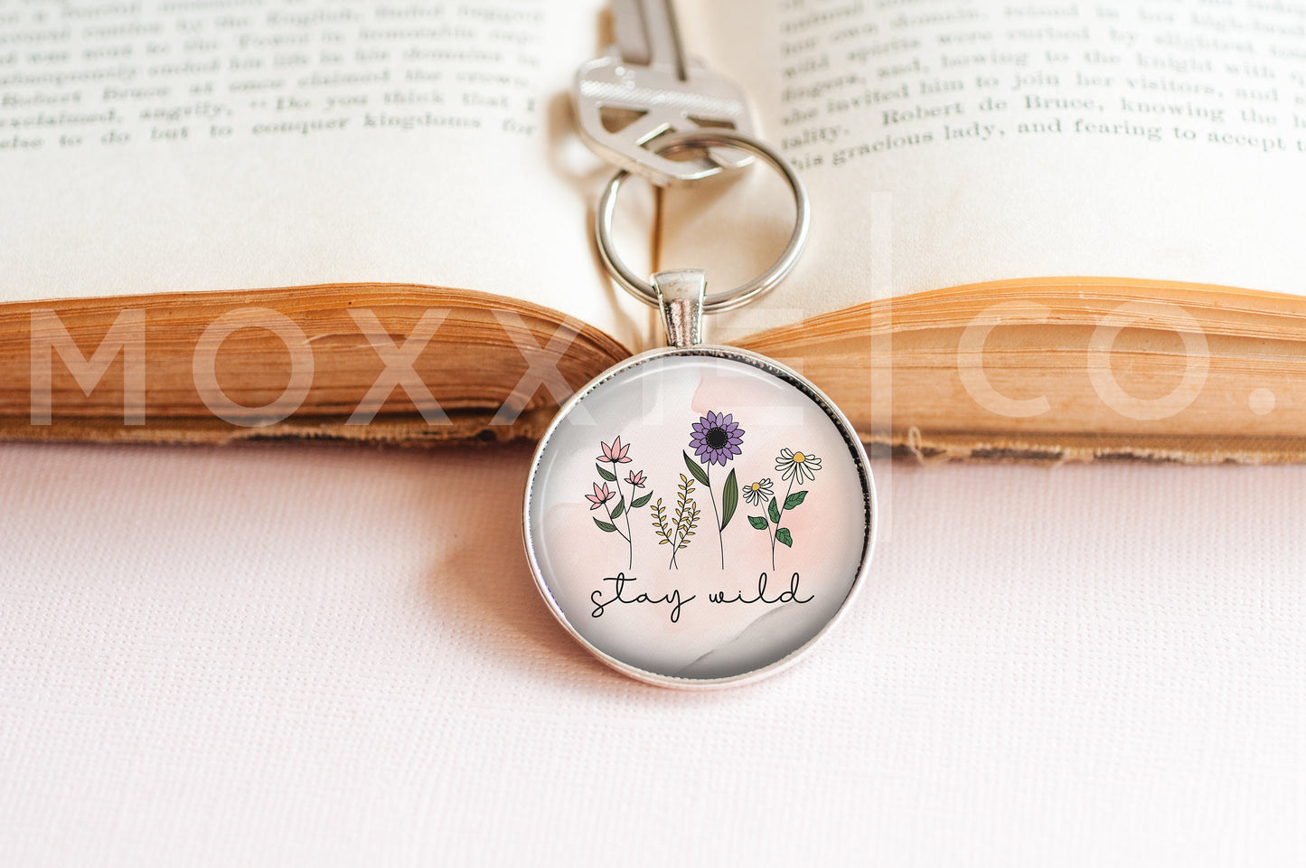 Stay Wild Wildflowers // Mental Health Anxiety Depression ADHD Awareness Pendant Necklace Silver Jewelry // Gifts for Her // Keychain