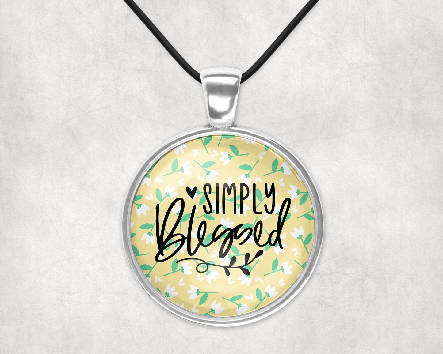 Simply Blessed Christian / Mental Health Faith Scripture Pendant Necklace Jewelry // Gifts for Her // Best Friend Gift // Keychain