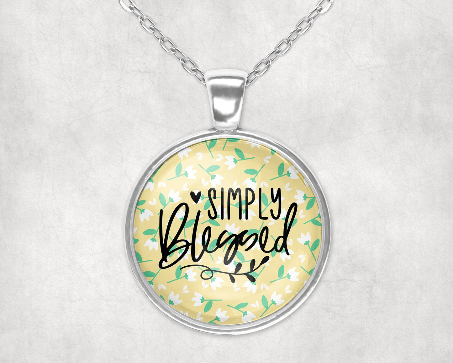 Simply Blessed Christian / Mental Health Faith Scripture Pendant Necklace Jewelry // Gifts for Her // Best Friend Gift // Keychain