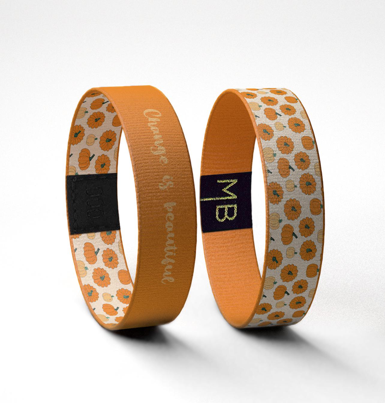 Change is beautiful Motivational Wristband Reversible Bracelet / pumpkin / fall bracelet / Gifts for Her / Inspirational Gifts