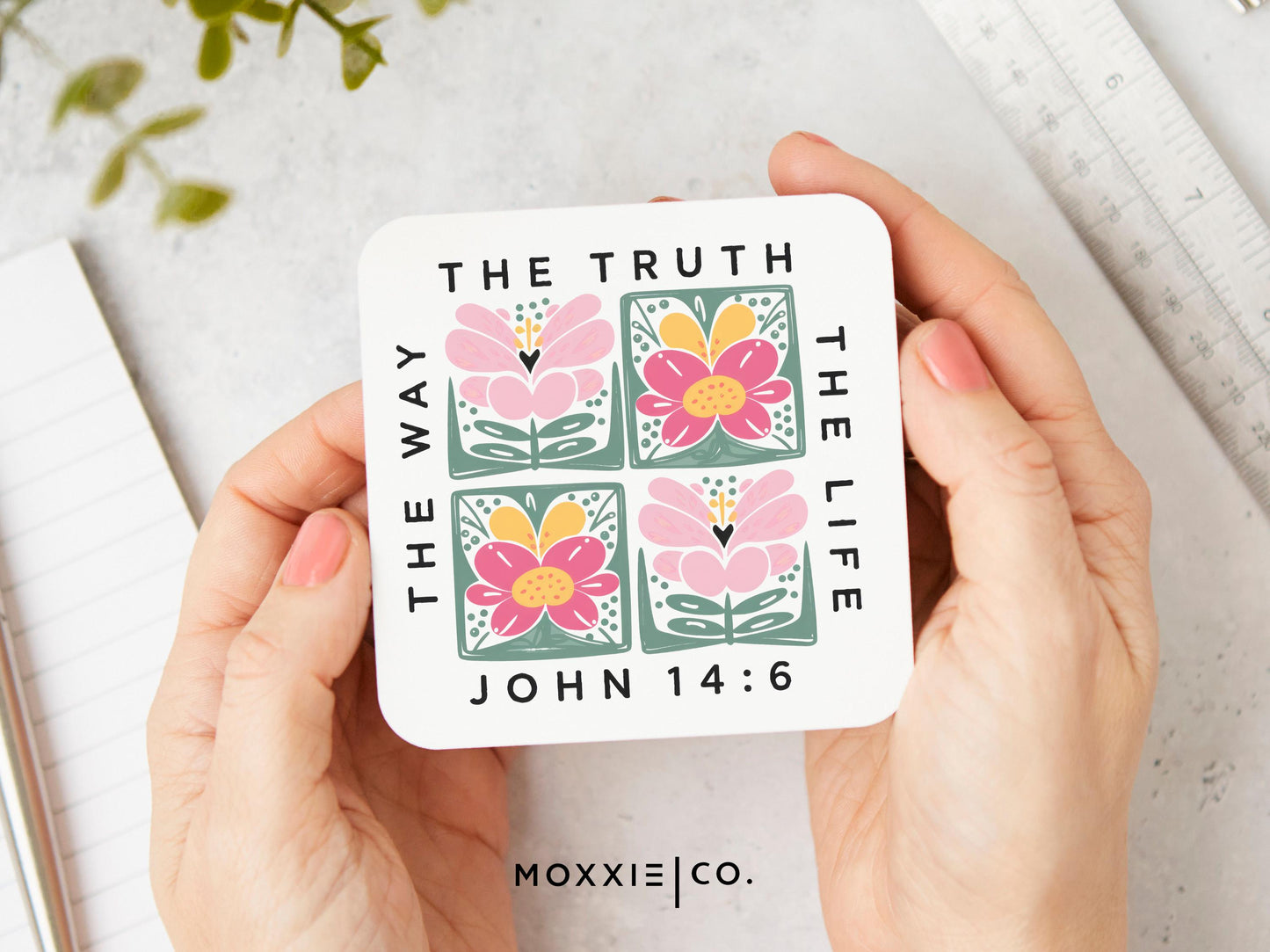 John 14:6 The Way The Truth The Life Floral Pastel Bible Verse Christian Quote Motivational Magnet | Inspirational Gift - Moxxie Co.