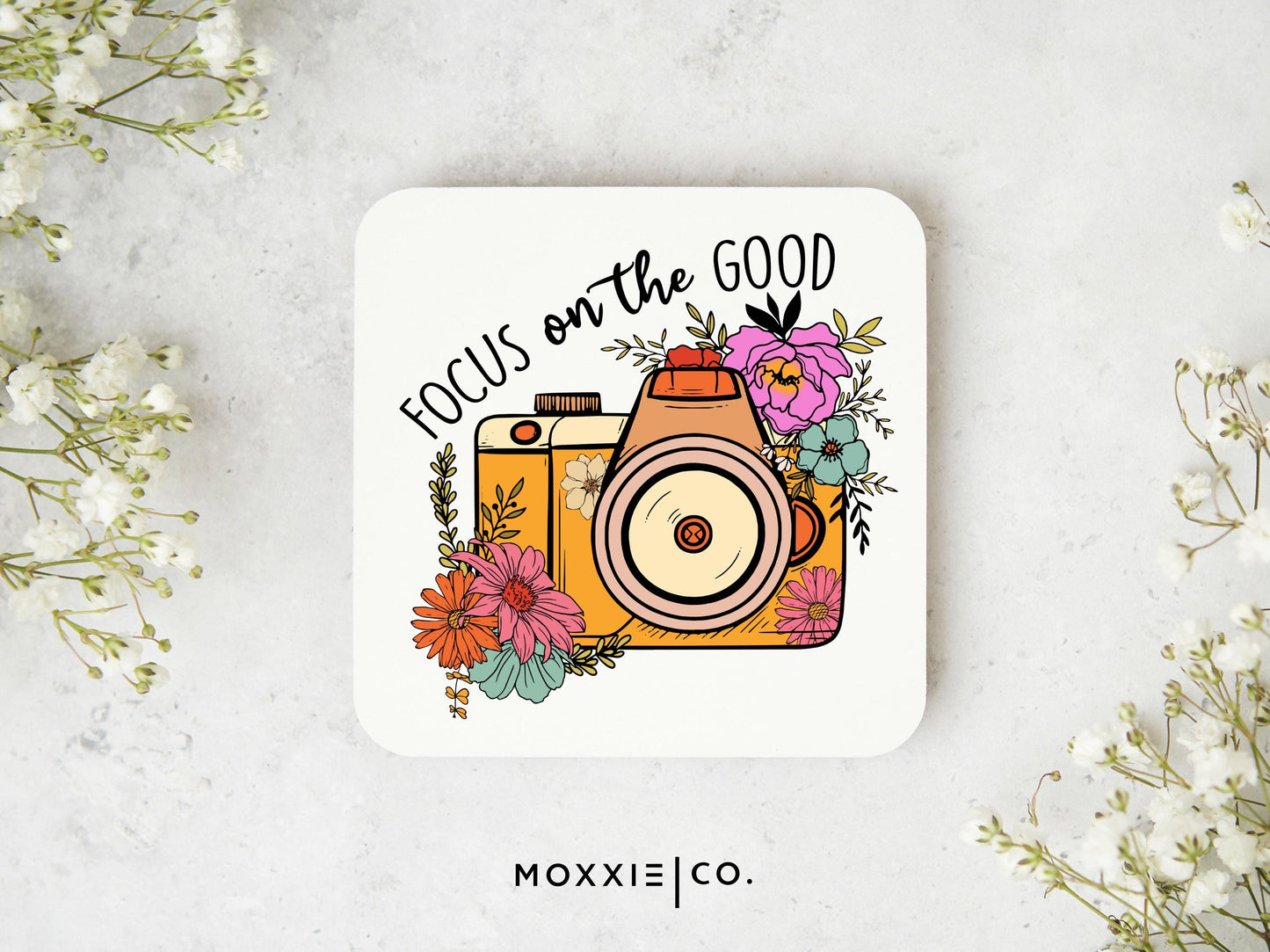 Focus on the Good Vintage Floral Camera Motivational Magnet | Inspirational Gift - Moxxie Co.