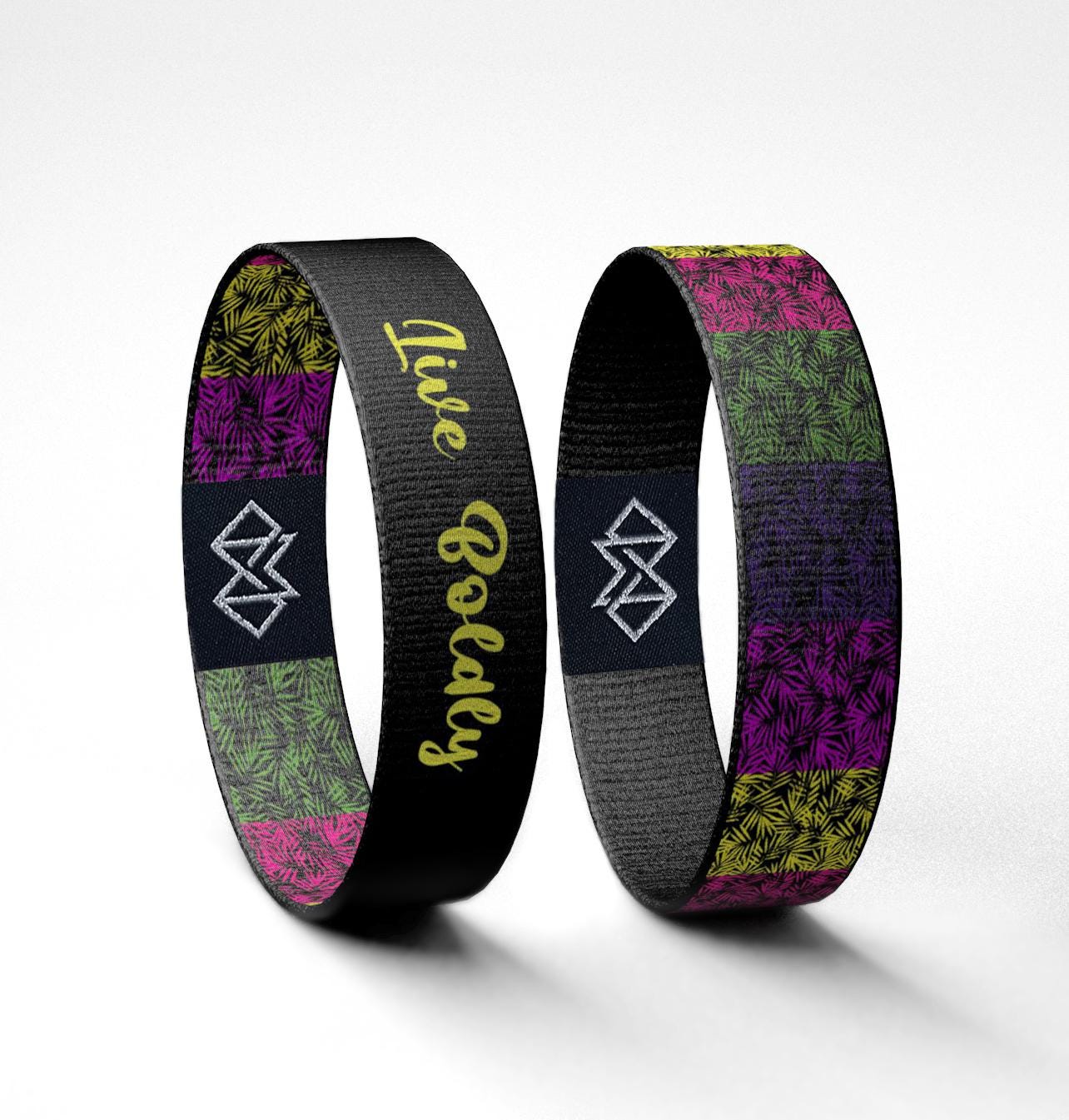 Live Boldly Bracelet Reversible Colorful Motivational Wristband | Courage & Confidence Gift | Bold Pattern Empowerment Jewelry
