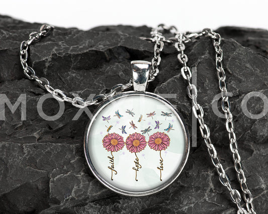 Faith Hope Love Dragonfly Mental Health Awareness Pendant Necklace Jewelry // Gifts for Her // Best Friend Gift // Spiritual // Keychain
