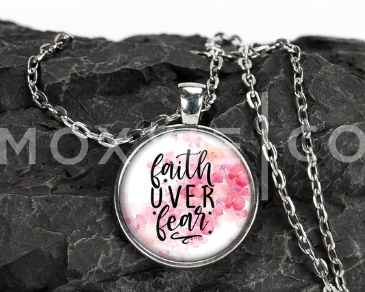 Faith Over Fear Mental Health Anxiety Awareness Pendant Necklace Jewelry // Gifts for Her // Best Friend Gift // Spiritual // Keychain
