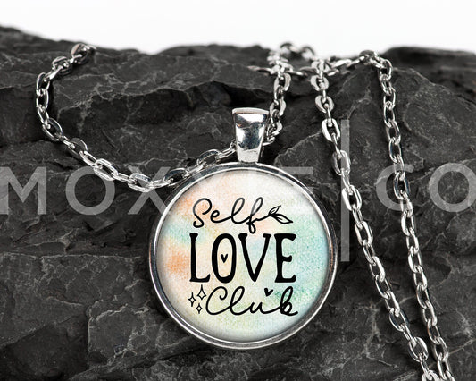Self Love Club Mental Health Anxiety Depression ADHD Awareness Pendant Necklace Jewelry // Gifts for Her // Best Friend Gift // Keychain