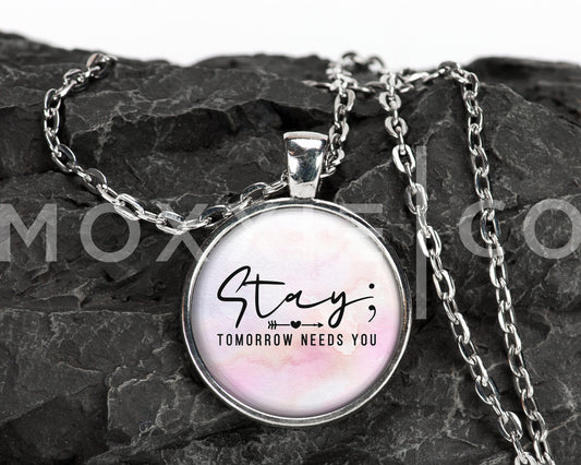 Stay Tomorrow Needs You Semicolon ; Mental Health Anxiety Depression Suicide Awareness Pendant Necklace Jewelry // Gifts for Her // Keychain