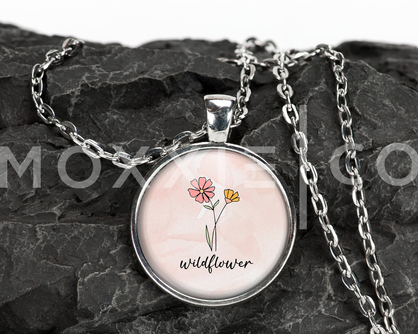 Wildflower // Mental Health Anxiety Depression Grief ADHD Awareness Support Pendant Necklace Silver Jewelry // Gifts for Her // Keychain
