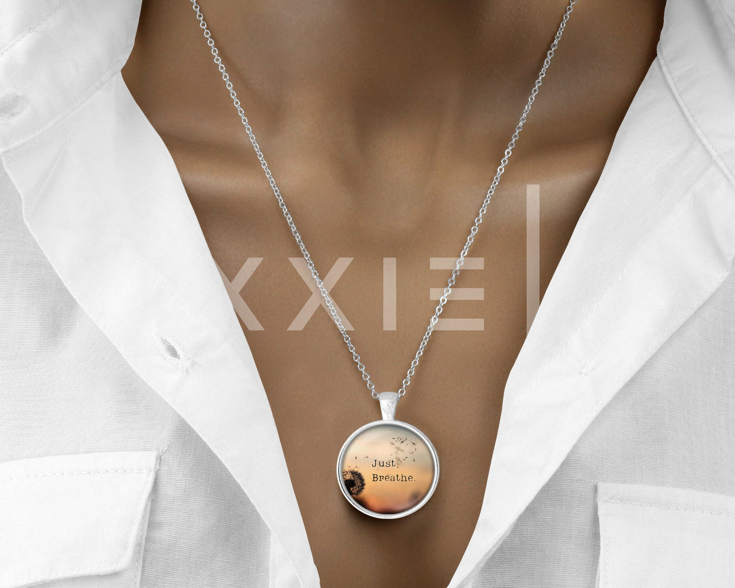 Just Breathe // Mental Health Anxiety Depression ADHD Awareness Support Pendant Necklace Jewelry // Gifts for Her // Keychain