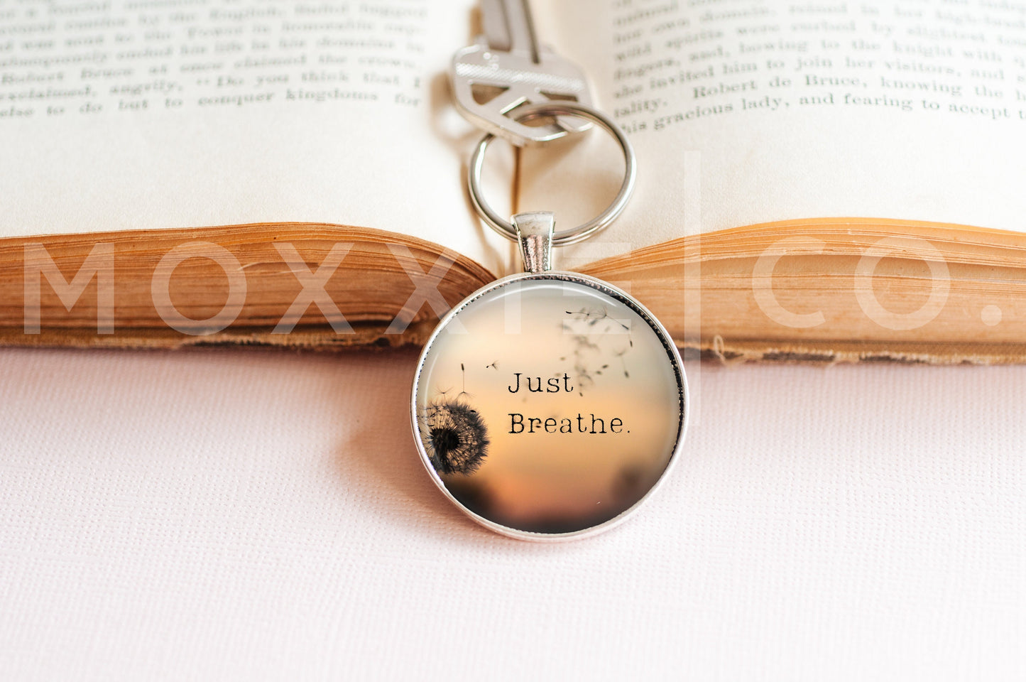 Just Breathe // Mental Health Anxiety Depression ADHD Awareness Support Pendant Necklace Jewelry // Gifts for Her // Keychain
