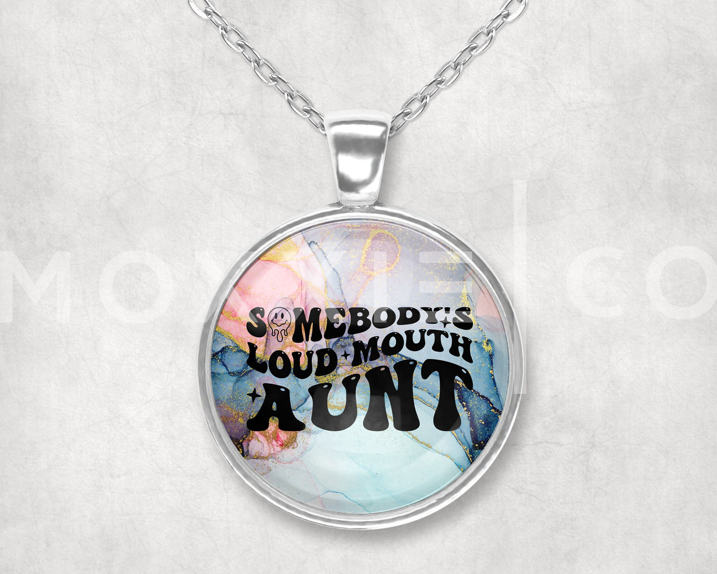 Somebody's Loud Mouth Aunt // Mental Health Anxiety ADHD Awareness Pendant Necklace Silver Jewelry // Gifts for Her // Keychain