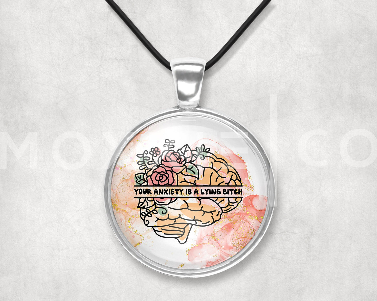 Your Anxiety is a Lying Bitch // Mental Health Anxiety Depression ADHD Awareness Pendant Necklace Jewelry // Funny Gifts for Her // Keychain
