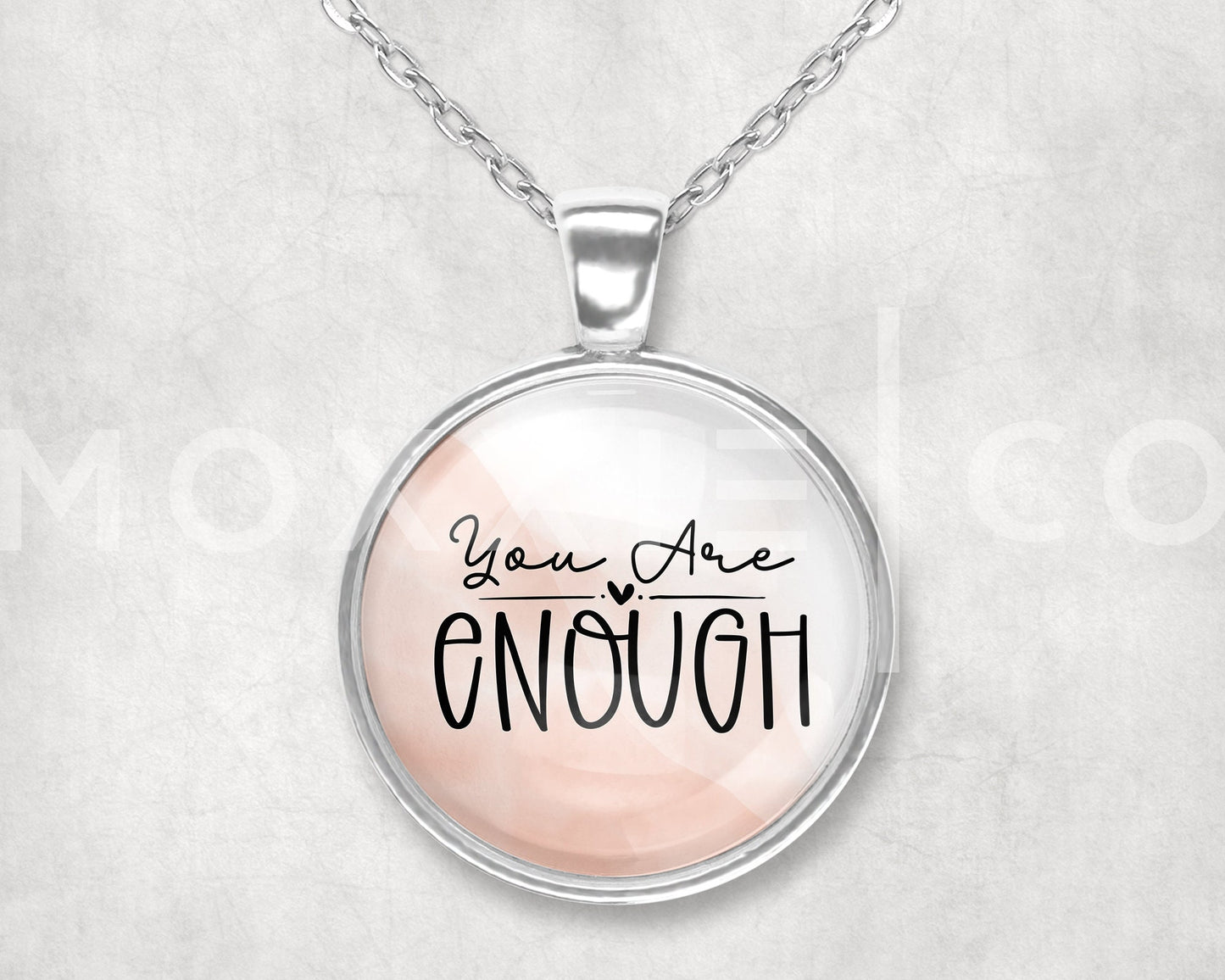 You Are Enough // Mental Health Anxiety Depression Grief ADHD Awareness Support Pendant Necklace Silver Jewelry // Gifts for Her // Keychain