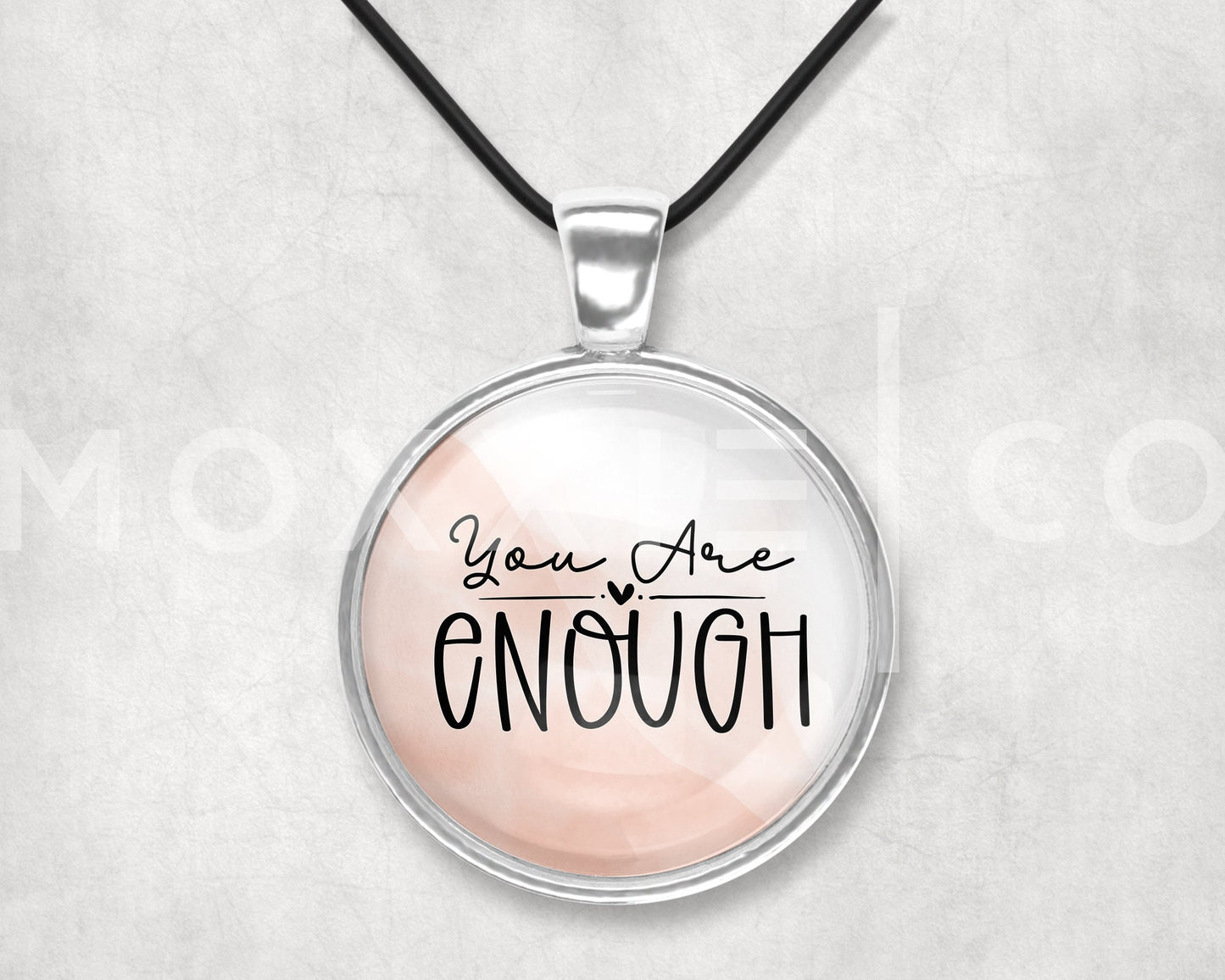 You Are Enough // Mental Health Anxiety Depression Grief ADHD Awareness Support Pendant Necklace Silver Jewelry // Gifts for Her // Keychain