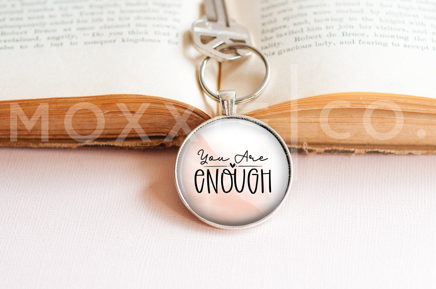 You Are Enough // Mental Health Anxiety Depression Grief ADHD Awareness Support Pendant Necklace Silver Jewelry // Gifts for Her // Keychain