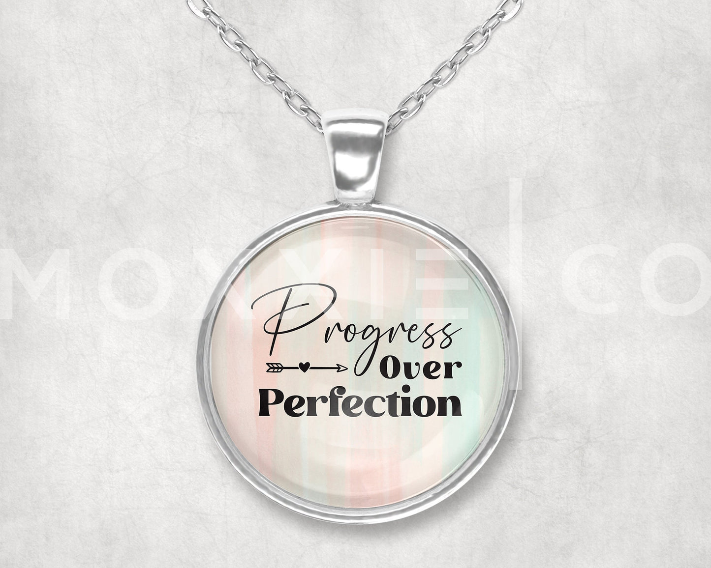 Progress Over Perfection Mental Health Anxiety Depression ADHD Awareness Support Pendant Necklace Jewelry // Gifts for Her // Keychain