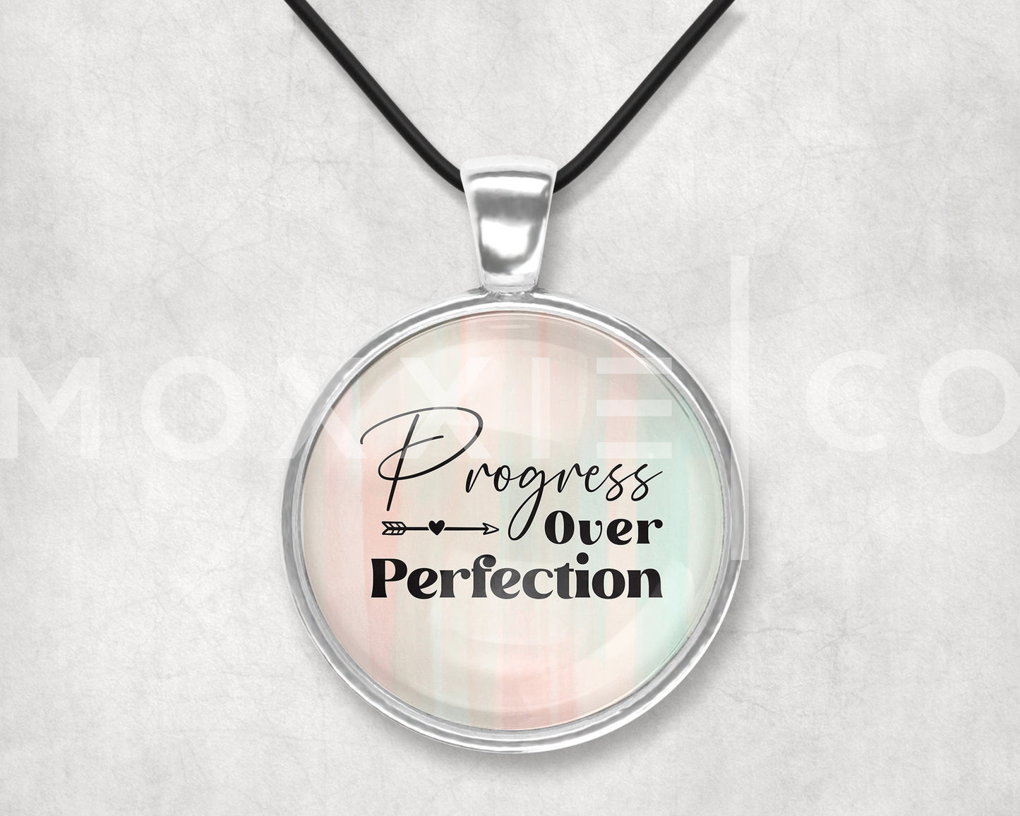 Progress Over Perfection Mental Health Anxiety Depression ADHD Awareness Support Pendant Necklace Jewelry // Gifts for Her // Keychain
