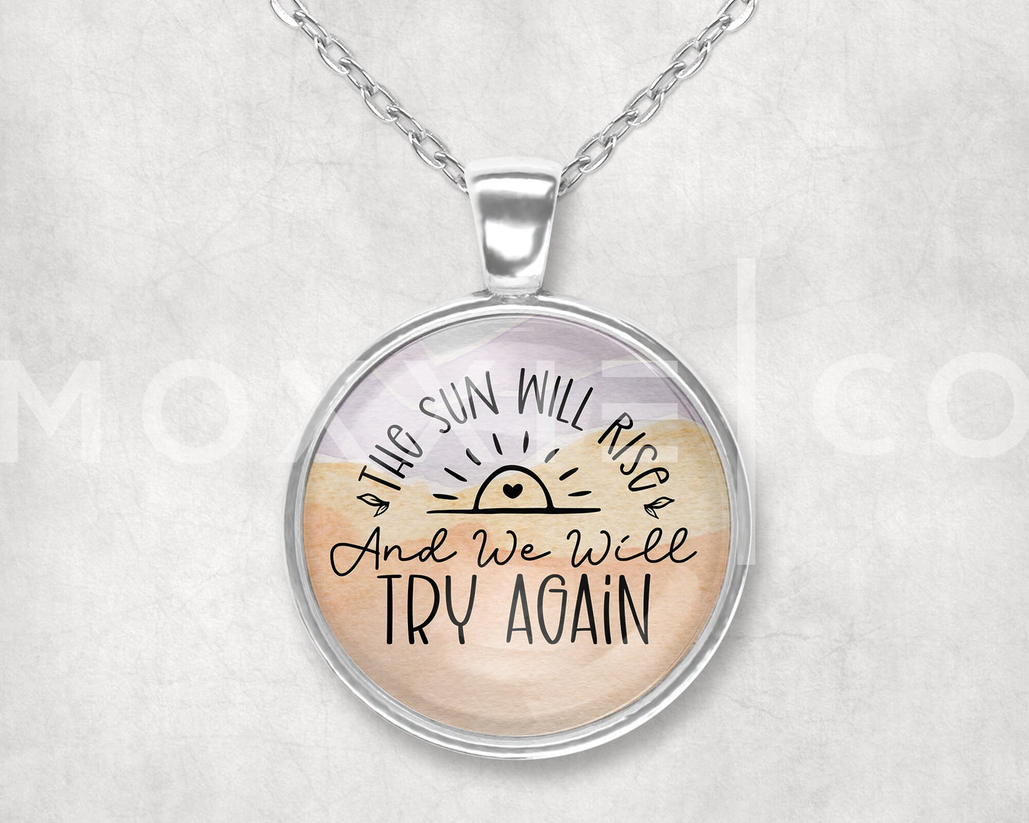 Try Again Mental Health Faith Anxiety Depression Grief ADHD Awareness Support Pendant Necklace Silver Jewelry // Gifts for Her // Keychain