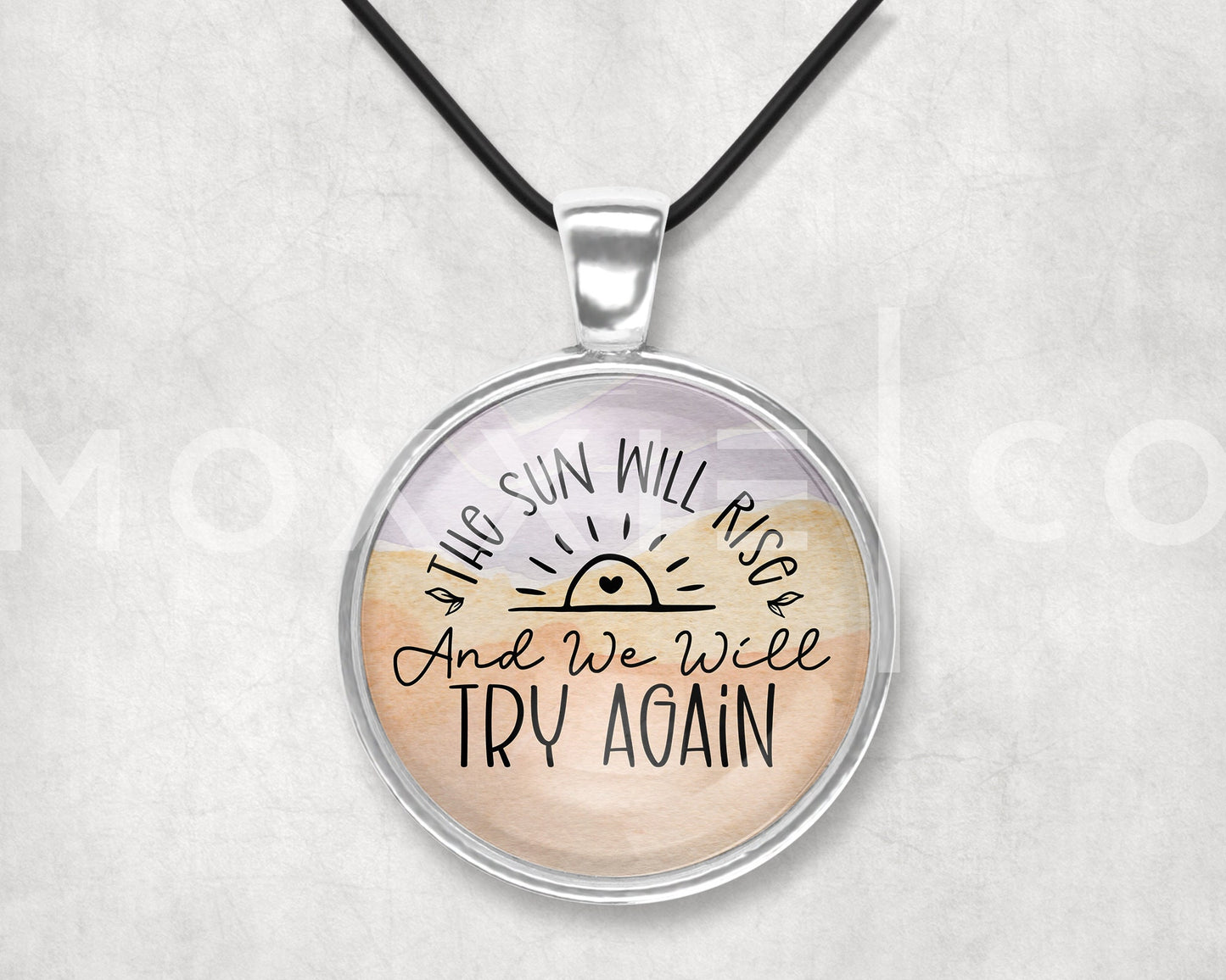 Try Again Mental Health Faith Anxiety Depression Grief ADHD Awareness Support Pendant Necklace Silver Jewelry // Gifts for Her // Keychain