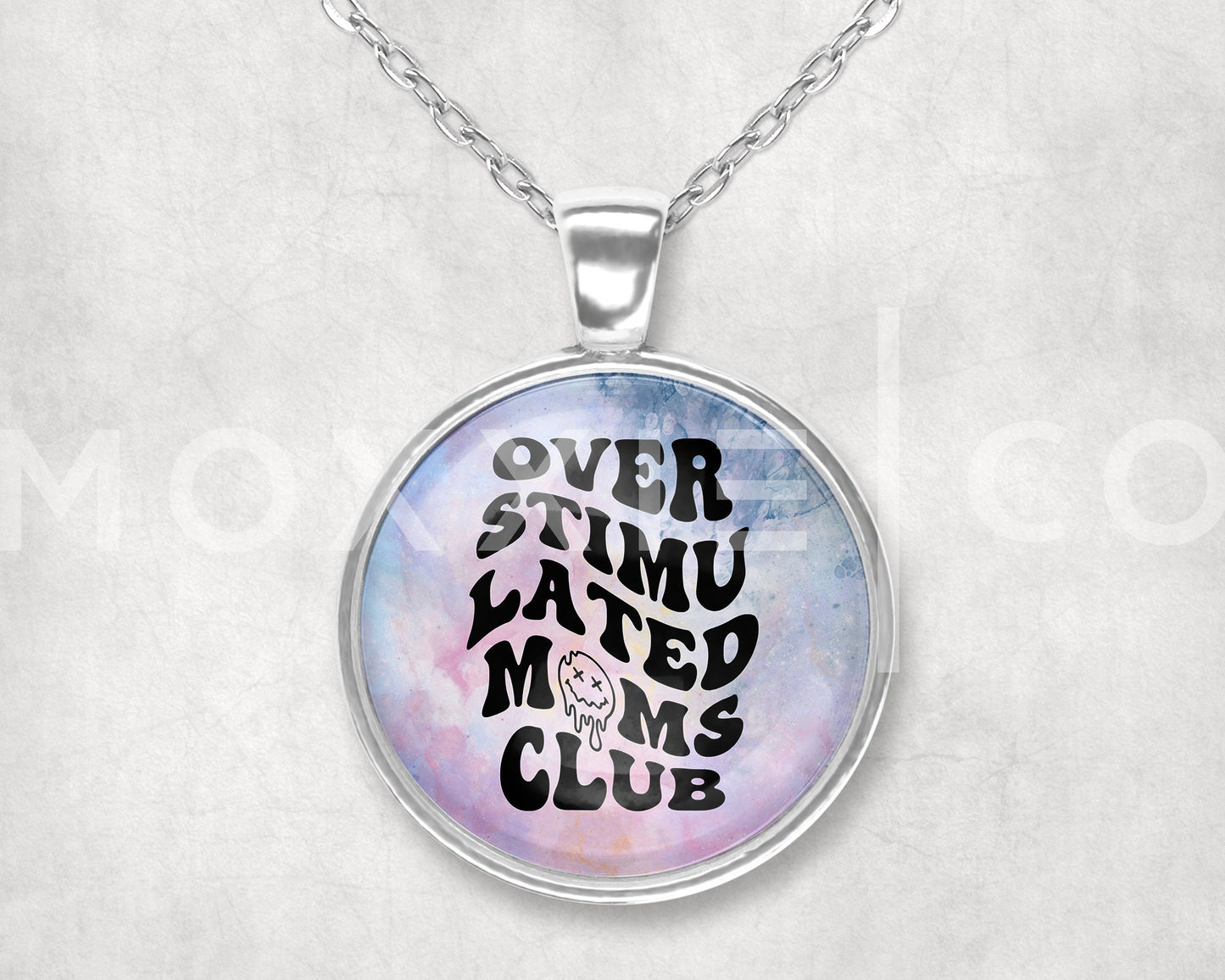 Overstimulated Moms Club Funny Mental Health Anxiety Support Awareness Retro Pendant Necklace Jewelry // Gifts for Her // Keychain