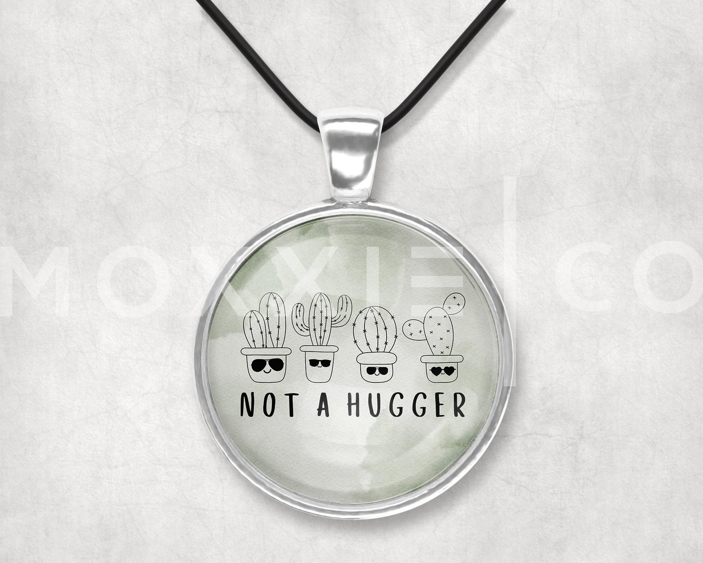 Not A Hugger Cactus Introvert Funny Sarcastic Mental Health Anxiety Awareness Pendant Necklace Jewelry // Gifts for Her // Keychain