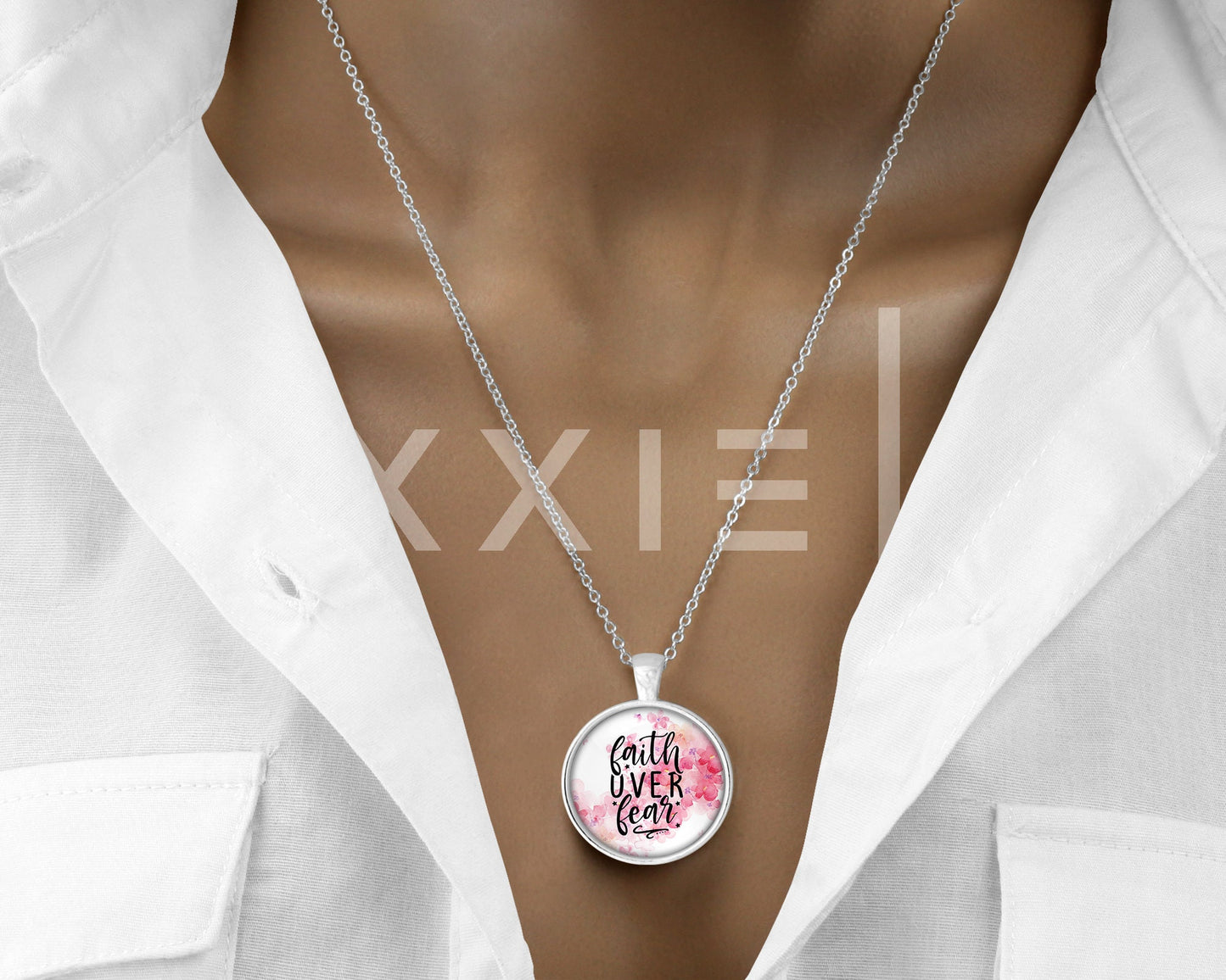 Faith Over Fear Mental Health Anxiety Awareness Pendant Necklace Jewelry // Gifts for Her // Best Friend Gift // Spiritual // Keychain