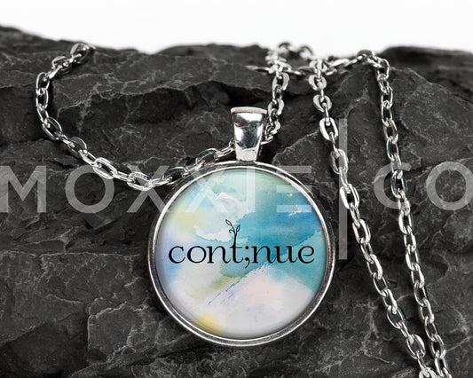 Continue Semicolon ; Mental Health Anxiety Depression Suicide Awareness Support Pendant Necklace Jewelry // Gifts for Her // Keychain