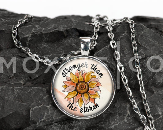 Stronger than the Storm Mental Health Anxiety Depression Grief ADHD Awareness Support Pendant Necklace Jewelry // Gifts for Her // Keychain