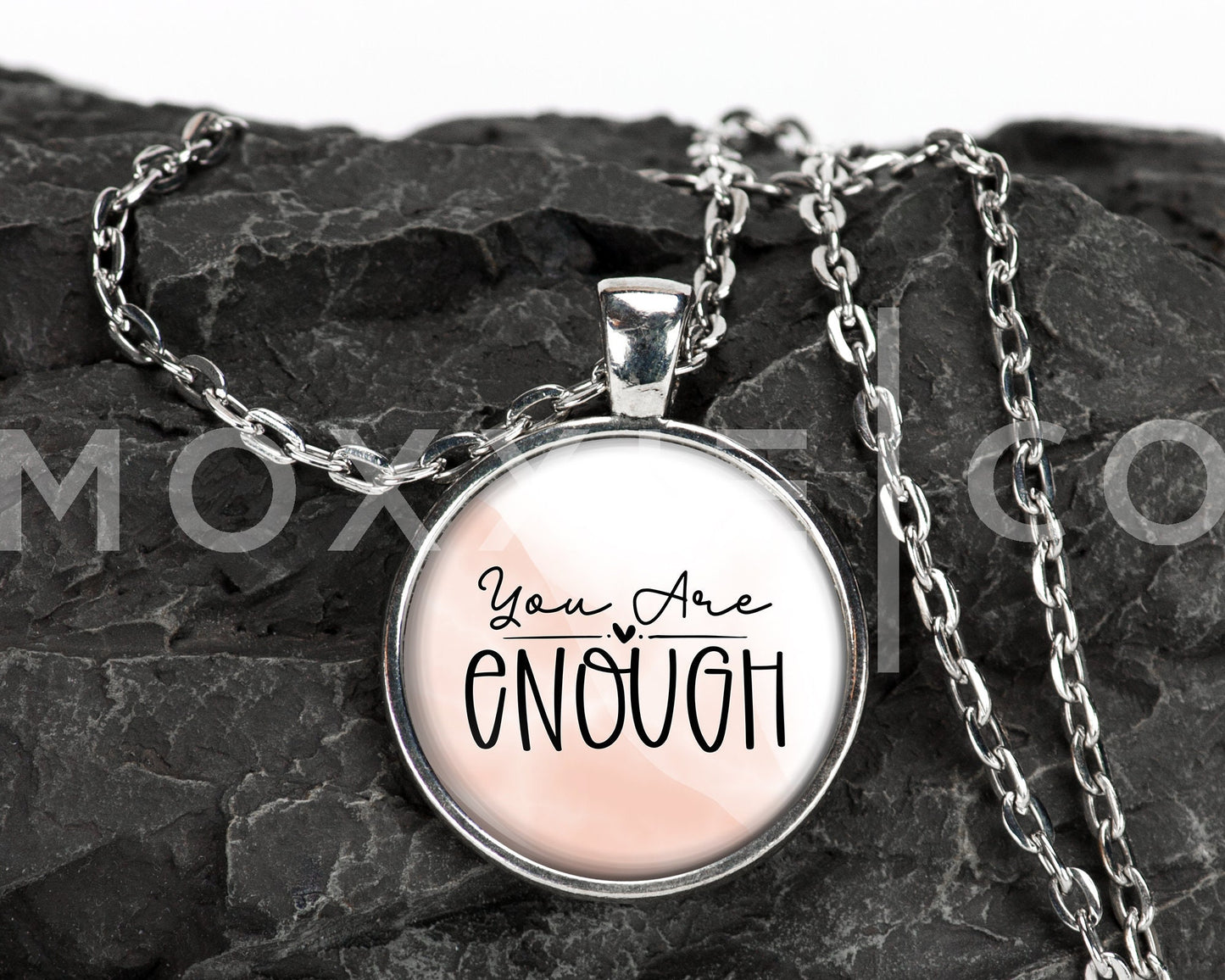 You Are Enough // Mental Health Anxiety Depression Grief ADHD Awareness Support Pendant Necklace Silver Jewelry // Gifts for Her // Keychain