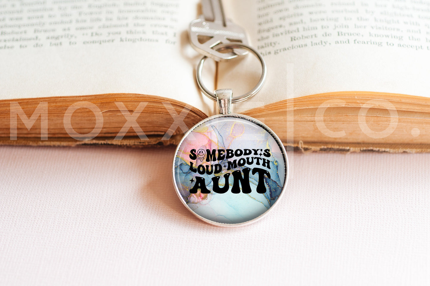 Somebody's Loud Mouth Aunt // Mental Health Anxiety ADHD Awareness Pendant Necklace Silver Jewelry // Gifts for Her // Keychain