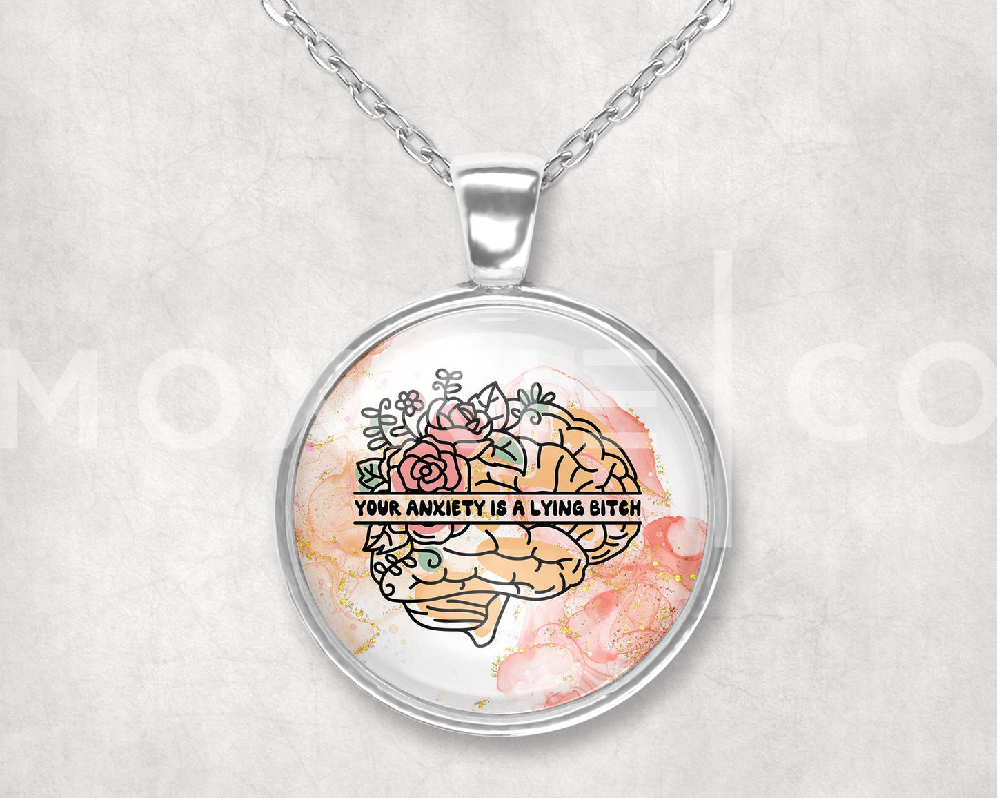 Your Anxiety is a Lying Bitch // Mental Health Anxiety Depression ADHD Awareness Pendant Necklace Jewelry // Funny Gifts for Her // Keychain