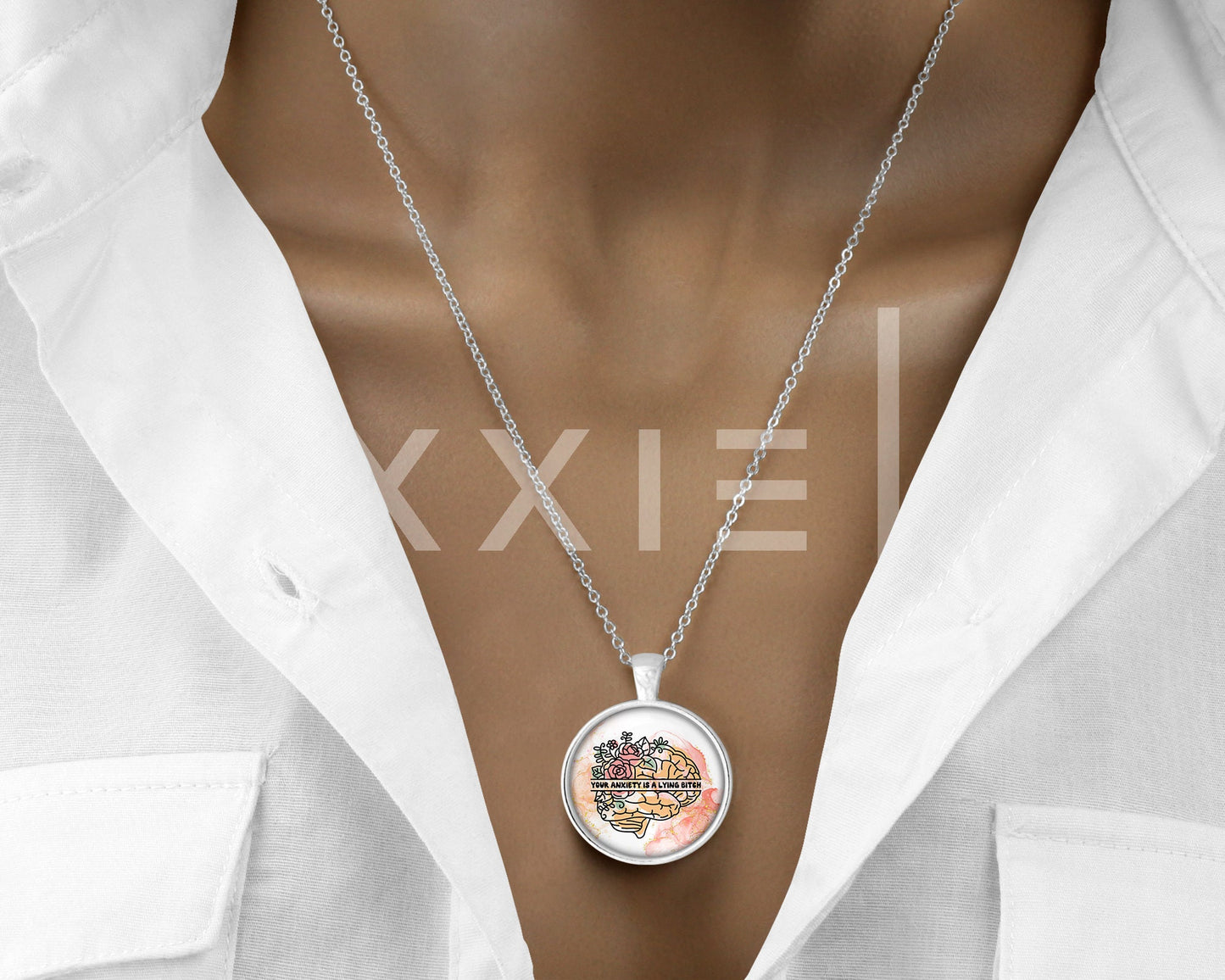 Your Anxiety is a Lying Bitch // Mental Health Anxiety Depression ADHD Awareness Pendant Necklace Jewelry // Funny Gifts for Her // Keychain