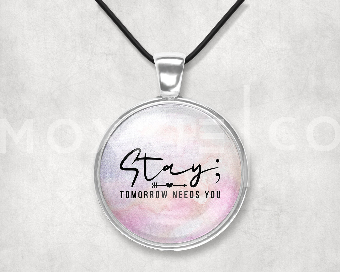 Stay Tomorrow Needs You Semicolon ; Mental Health Anxiety Depression Suicide Awareness Pendant Necklace Jewelry // Gifts for Her // Keychain
