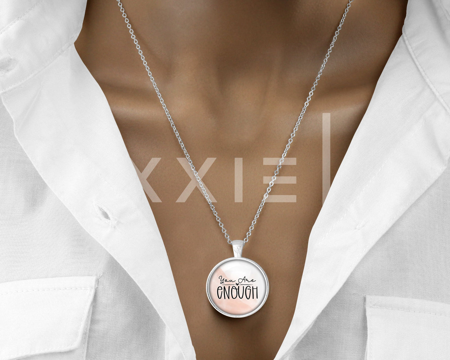 You Are Enough // Mental Health Anxiety Depression Grief ADHD Awareness Support Pendant Necklace Silver Jewelry // Gifts for Her // Keychain