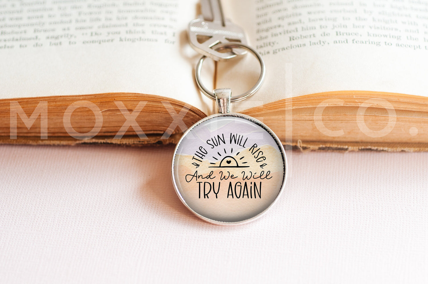 Try Again Mental Health Faith Anxiety Depression Grief ADHD Awareness Support Pendant Necklace Silver Jewelry // Gifts for Her // Keychain