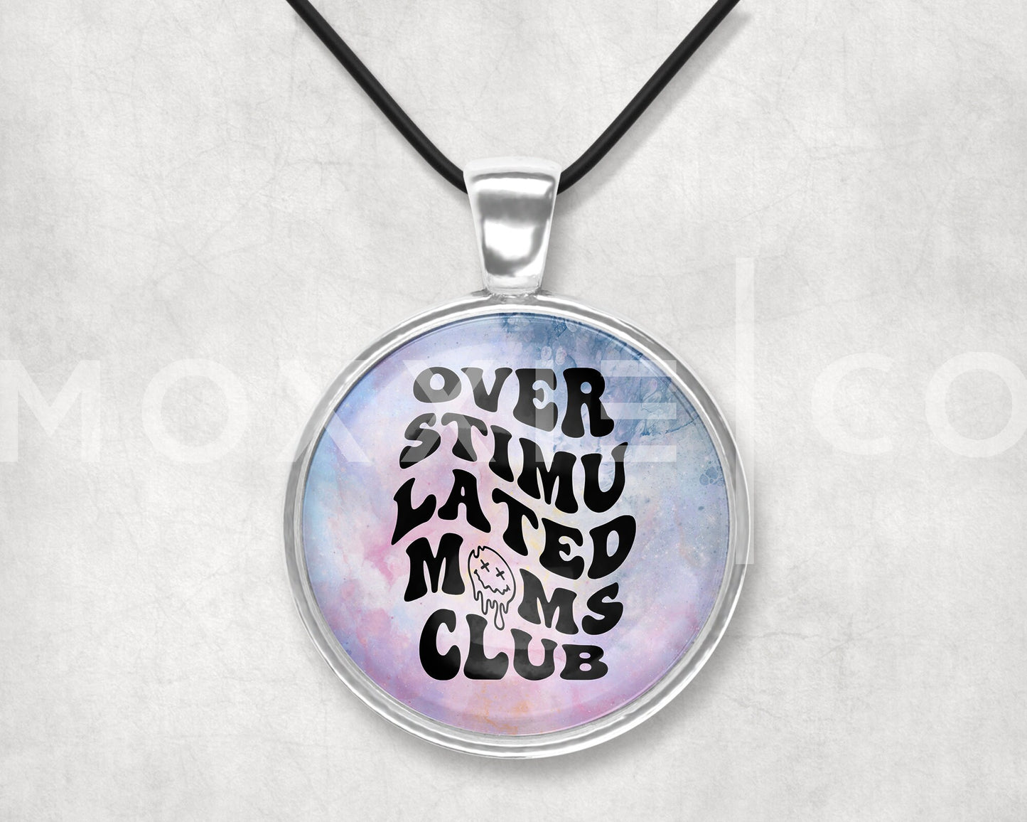 Overstimulated Moms Club Funny Mental Health Anxiety Support Awareness Retro Pendant Necklace Jewelry // Gifts for Her // Keychain