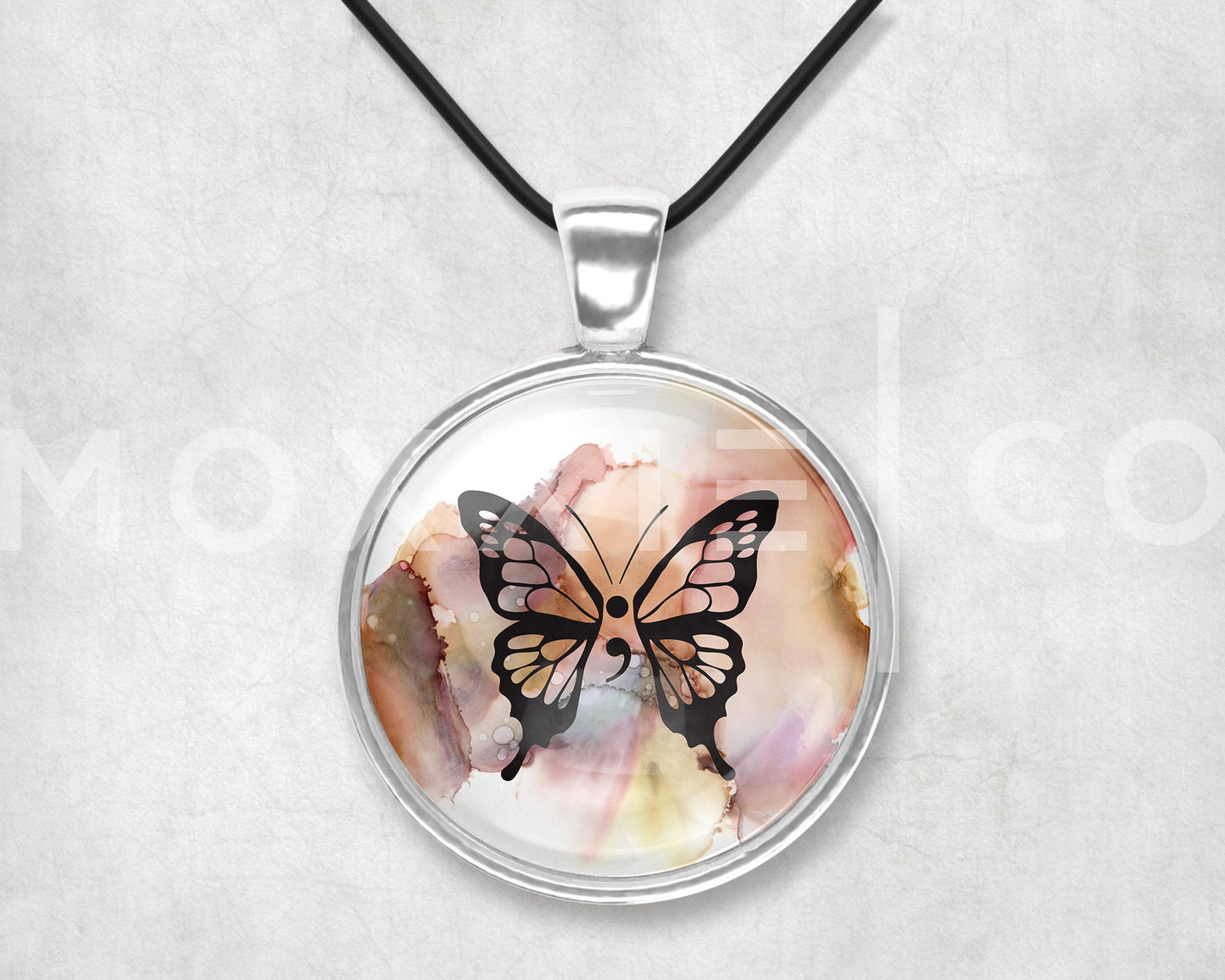 Butterfly Semicolon ; Mental Health Suicide Awareness Pendant Necklace Jewelry // Gifts for Her // Best Friend Gift // Keychain