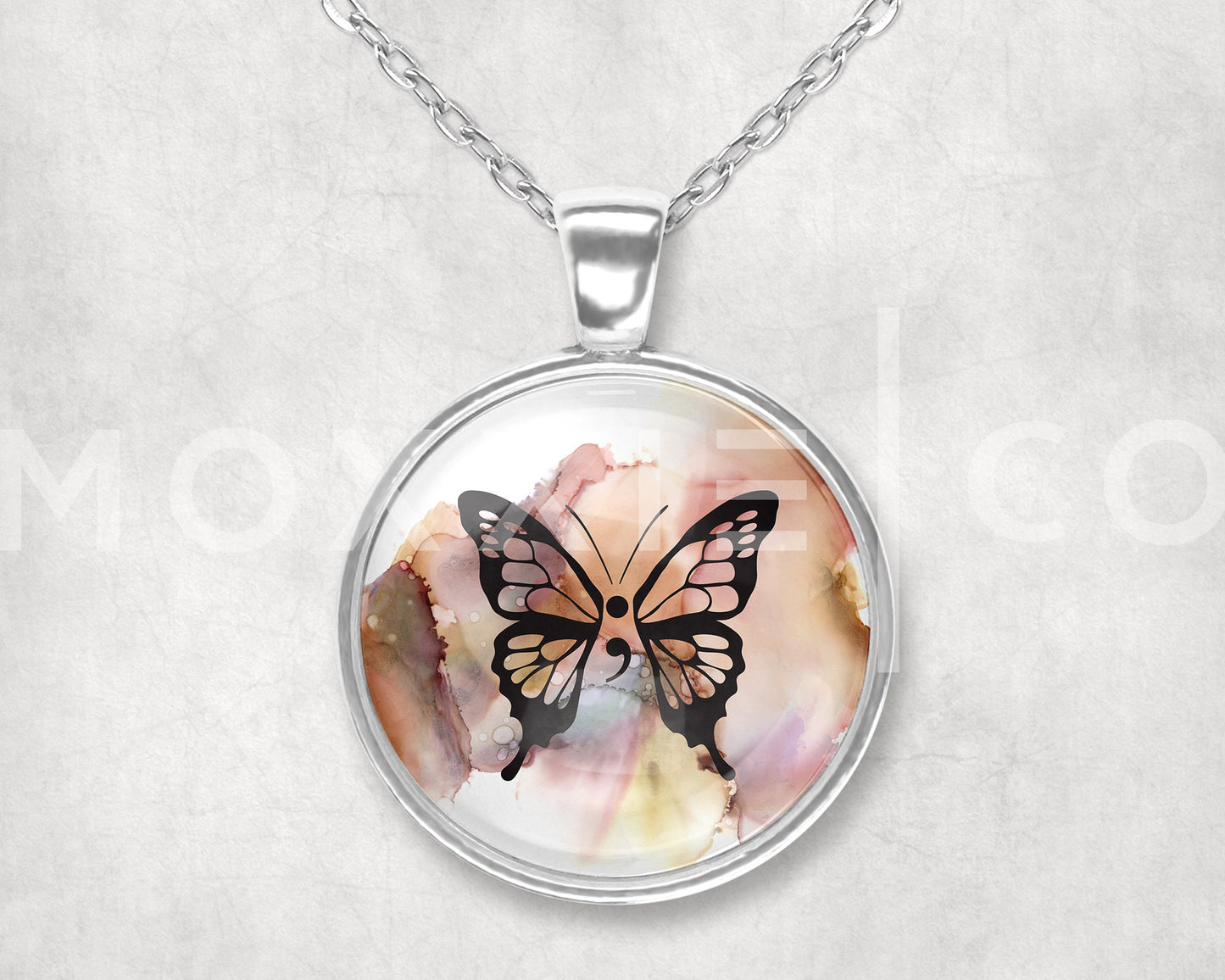 Butterfly Semicolon ; Mental Health Suicide Awareness Pendant Necklace Jewelry // Gifts for Her // Best Friend Gift // Keychain