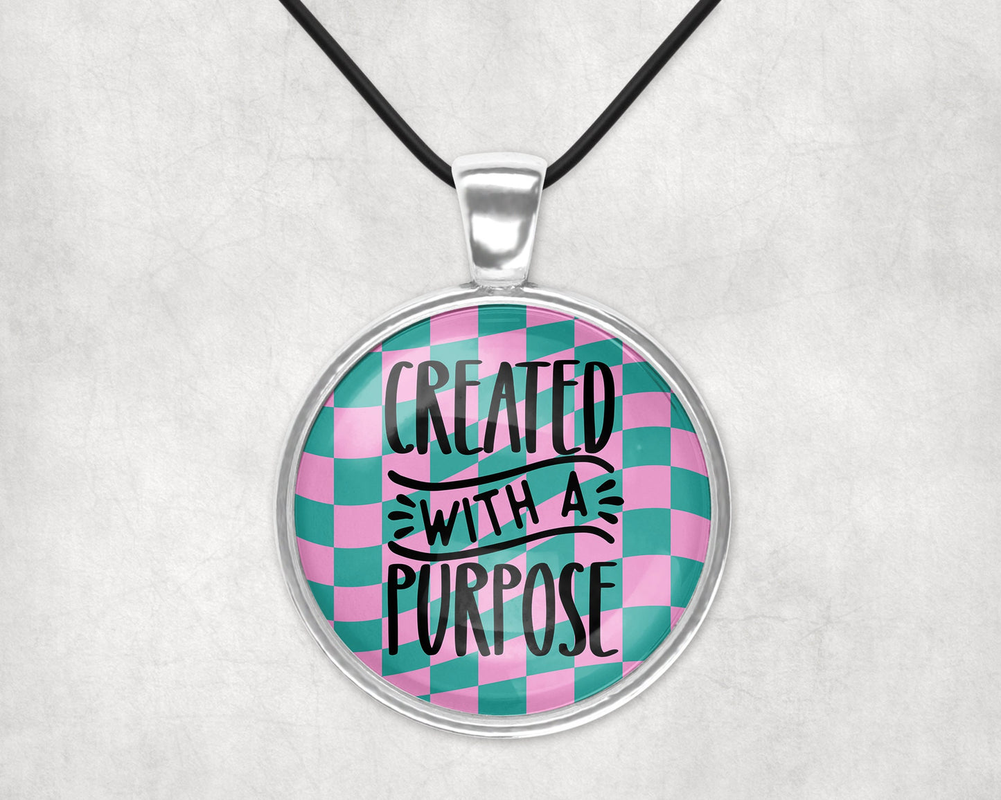 Created With A Purpose Retro Christian Pendant Necklace Faith Jewelry // Gifts for Her // Best Friend Gift // Keychain