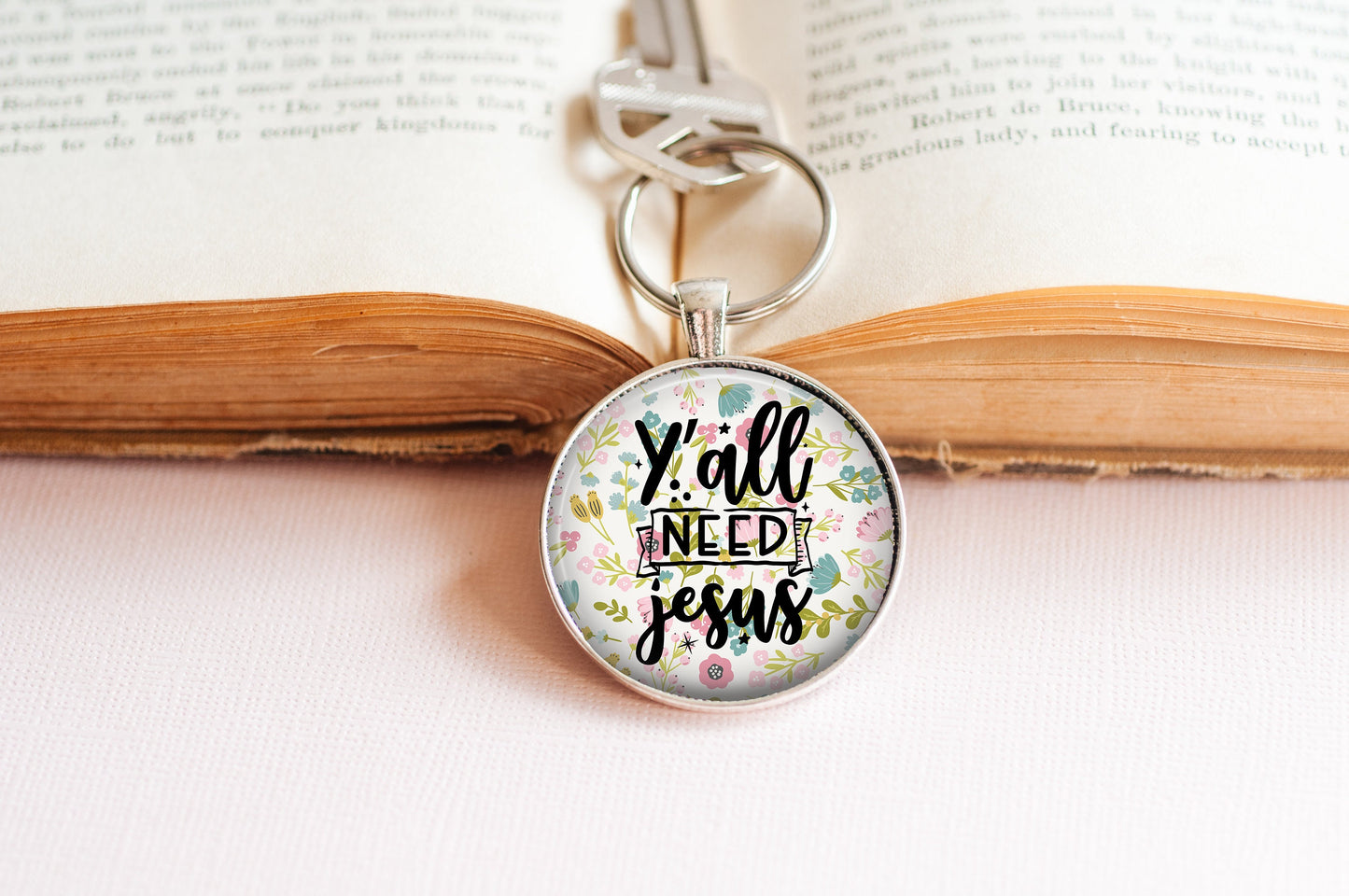 Ya'll Need Jesus Funny Christian Religious // Mental Health Faith Pendant Necklace Jewelry // Gifts for Her // Best Friend Gift // Keychain