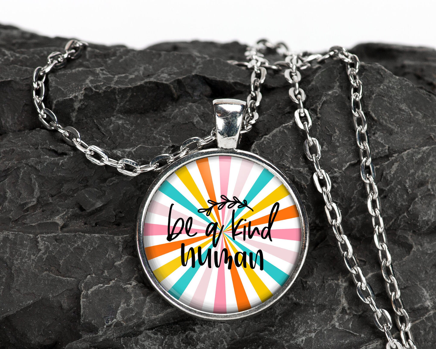 Be A Kind Human Mental Health Anxiety ADHD Depression Awareness Pendant Necklace Jewelry // Gifts for Her // Best Friend Gift // Keychain