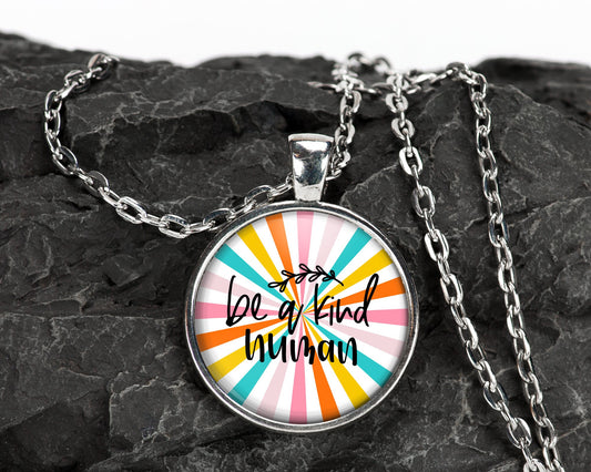 Be A Kind Human Mental Health Anxiety ADHD Depression Awareness Pendant Necklace Jewelry // Gifts for Her // Best Friend Gift // Keychain